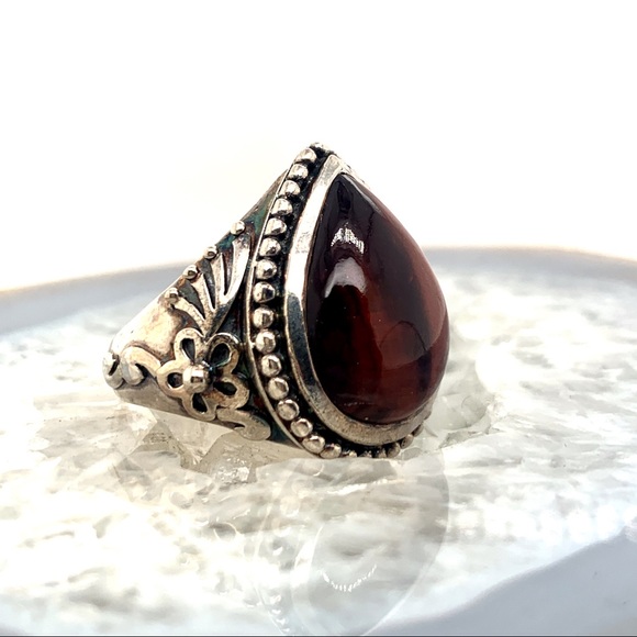 Made in India 925 Dyed Tigers Eye Ring ✨ Size 10 - Picture 7 of 9